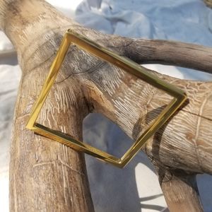 Square cube statement solid brass bracelet bangle